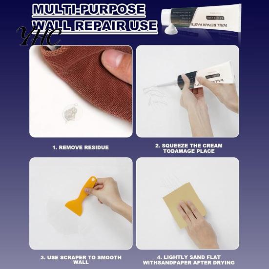 Easy Wall Repair Paste Efficient Drywall Kit with Scraper, Tube, Quick-Drying Mending Waterproof Agent, Paste, Multi-Functional Patch for Crack/Nail