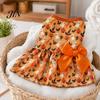 Bat And Spider Dog Dress Halloween Dress, Pumpkin Print Pet Costume with Orange Bow, Bow Cute Outfit for Small Dogs, Trick or Treat Party Gift