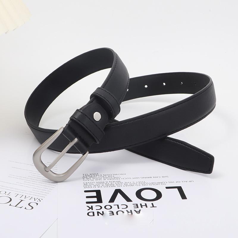 Womens Belt Slim Black Minimalist Accessory Vintage Versatile 105cm Fashion