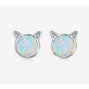 Серьги-гвоздики Meow Star Simple Cat для женщин из стерлингового серебра S925 с опалом, источник Sce538