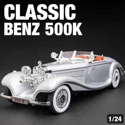 1:24 Металлический сплав Литая модель Игрушки Классический автомобиль Mercedes Benz 500K Для детей Высокая симуляция Коллекция моделей транспортных средств Подарок для мальчиков