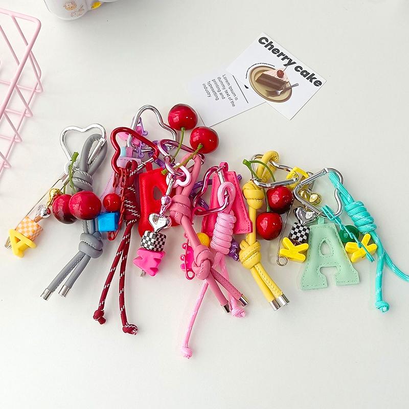 1 шт., кожаный ремешок для мобильного телефона, брелок в виде вишни, булавка, брелок для автомобиля, кулон 3D, корейская серия, вишневое сердце, цвет, столкновение INS