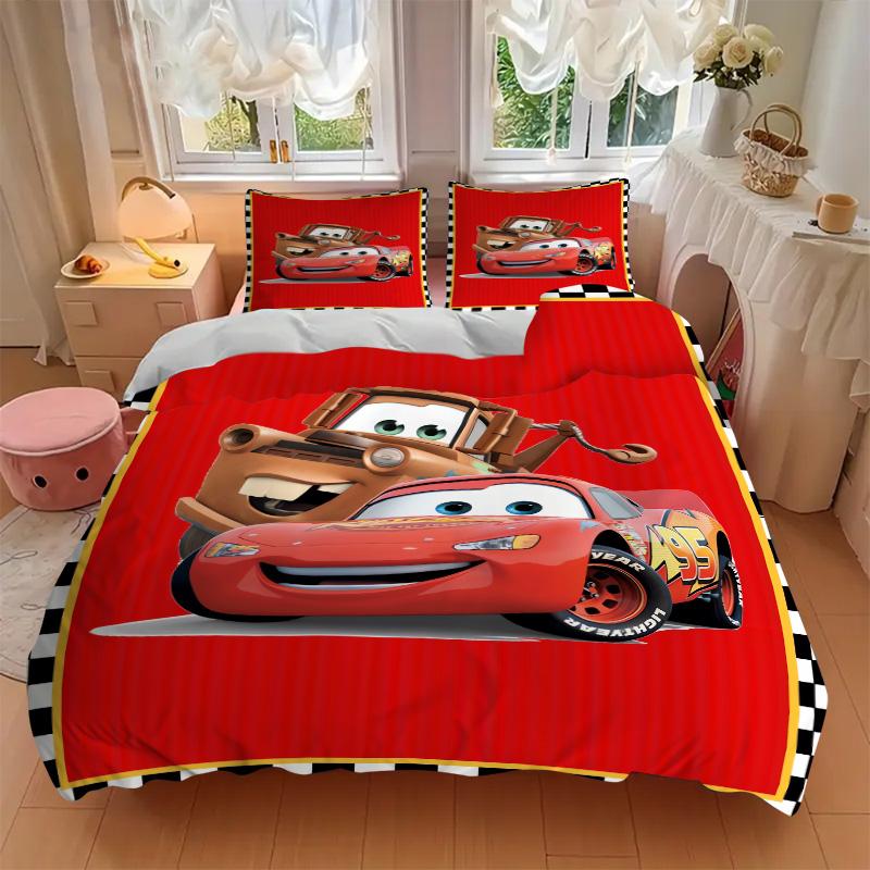 Cars Movie Characters Print 3Pcs Bedding Setduvet Cover With 2 Bedropillowcase Home Birthday Gift
