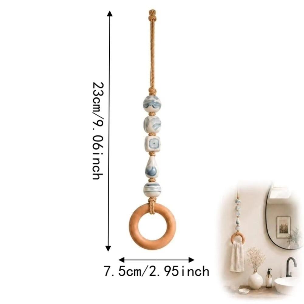 Wooden Ring Beaded Towel Hanger Loop Hanging Strap Towel Hanging Loop Cabinet Door Decor