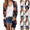 Women's Fashion Casual Retro Floral Print Mid-Length Cardigan Jacket