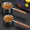 2Pcs Measuring Spoon Wooden Handle Pet Food Scoop 125ml/250ml Stainless Steel Measuring Cups Tablespoon Coffee Cooking Measuring Scoop