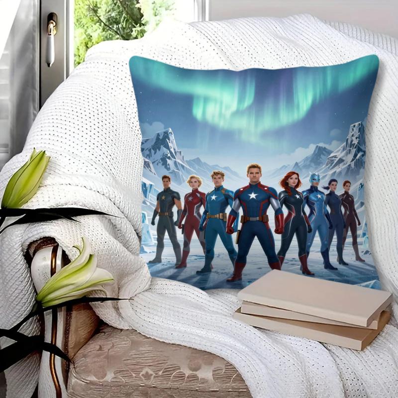 Aurora Superhero Team Throw Pillow Cushion Accent Pillow Includes Pillow Core 18.18Inch For Teens Bedroom Sofa Decor