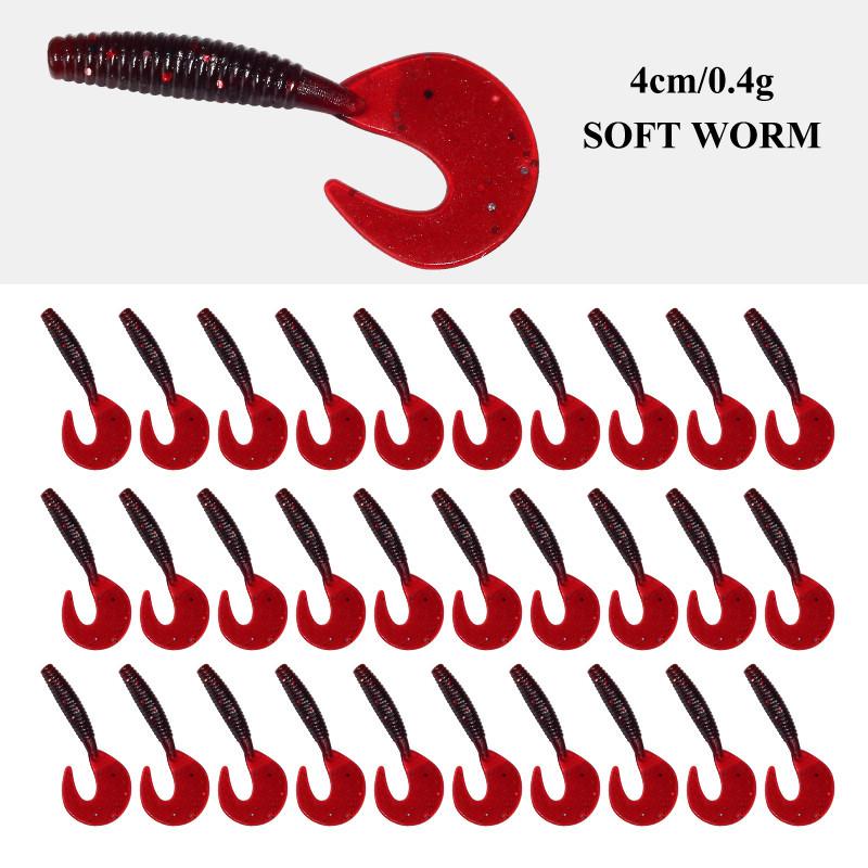 Рыболовный набор с мягкой приманкой и спиральным хвостом 4 см, грузилом и крючками