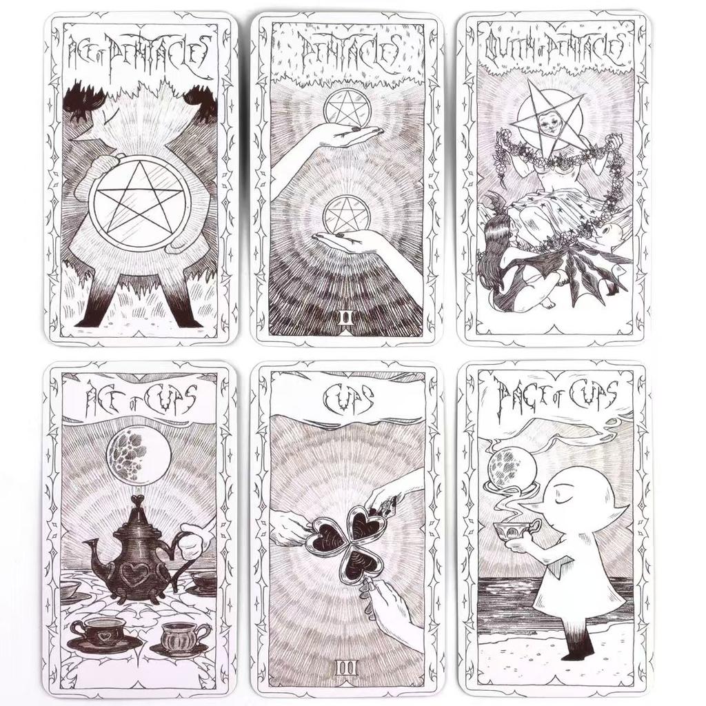 Колода Таро «Веспер» 10,3*6 см : Потрясающее черно-белое искусство с оригинальным карандашным рисунком, 78 шт. карточек