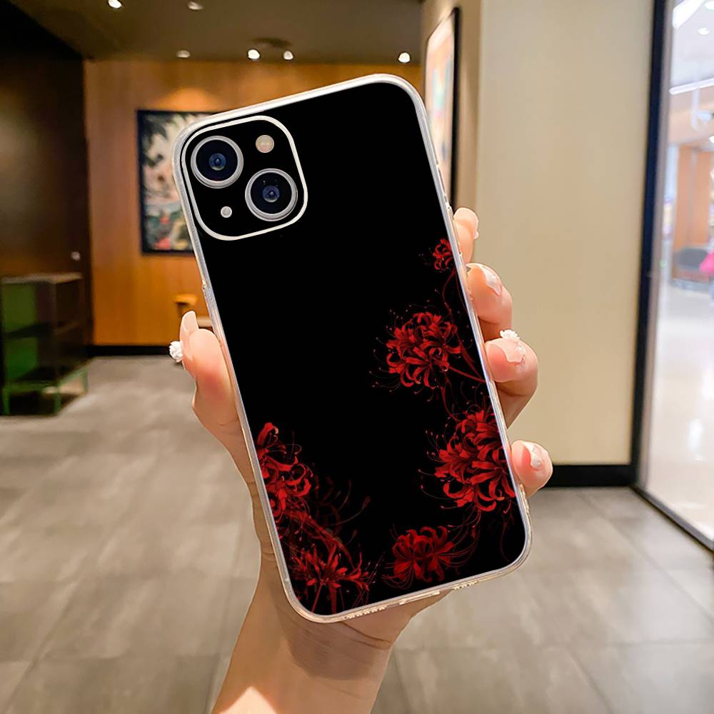 Tokyo-Red Spider Lily-Ghoul Phone Case For iPhone17,16,15,14,13,12,11 ,Pro Max,16/15/14 Plus XS Soft Silicone Transparent Cover
