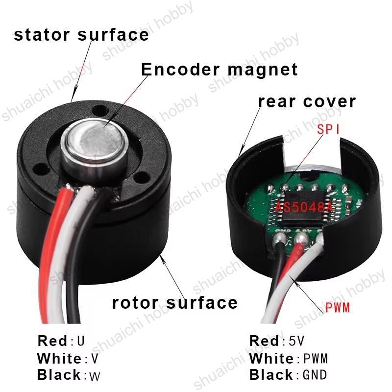 HT1105 Micro Gimbal Brushless Motor Three-phase High Speed Engine AS5600/AS5048A Magnetic Encoder 12V Parts DIY for RC Model