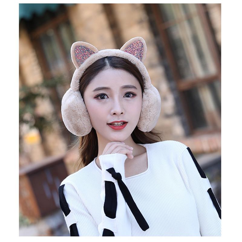 Cat Ears Shiny Earmuffs Plush Winter Cute Ear Warmer Earmuffs Earmuffs Cold-proof and Warm Earmuffs