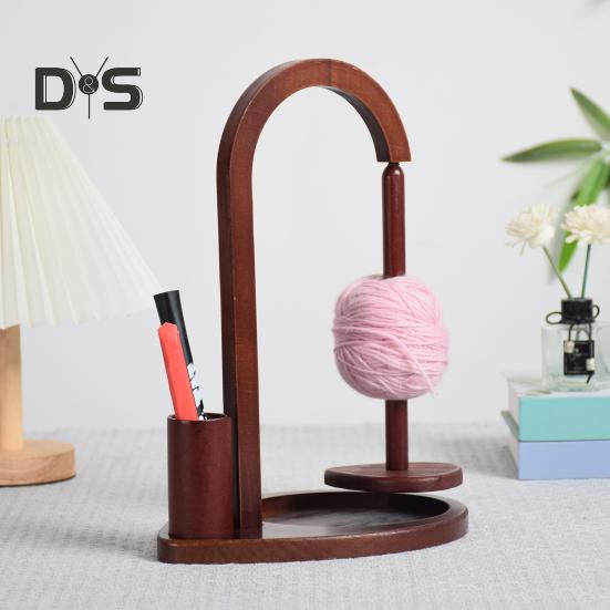 Magnetic Yarn Holder Wooden Yarn Dispenser with Storage Cylinder Yarn Ball Organizer Holder Gift for Knitting Crocheting Enthusiasts