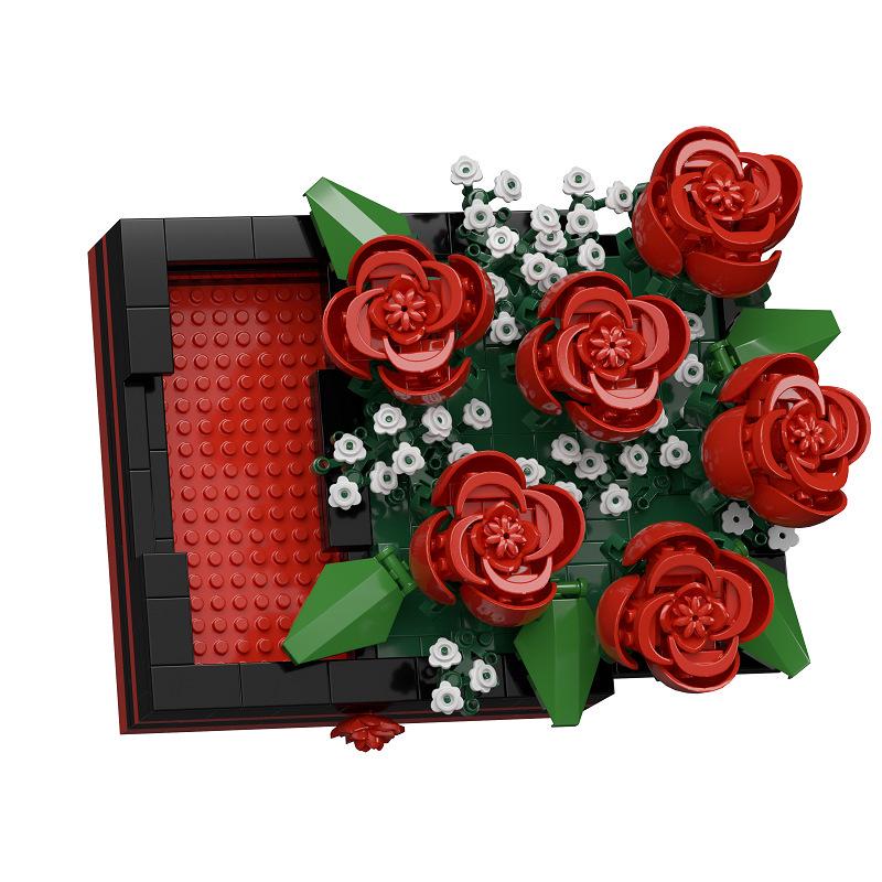 Compatible Music Flower Box: Secret Language Building Blocks, Preserved Flower Bouquet, Handmade Ornament, New Year Gift.