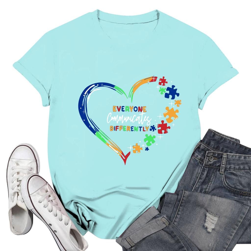 Женская повседневная футболка с принтом, пуловер с круглым вырезом, топ с короткими рукавами