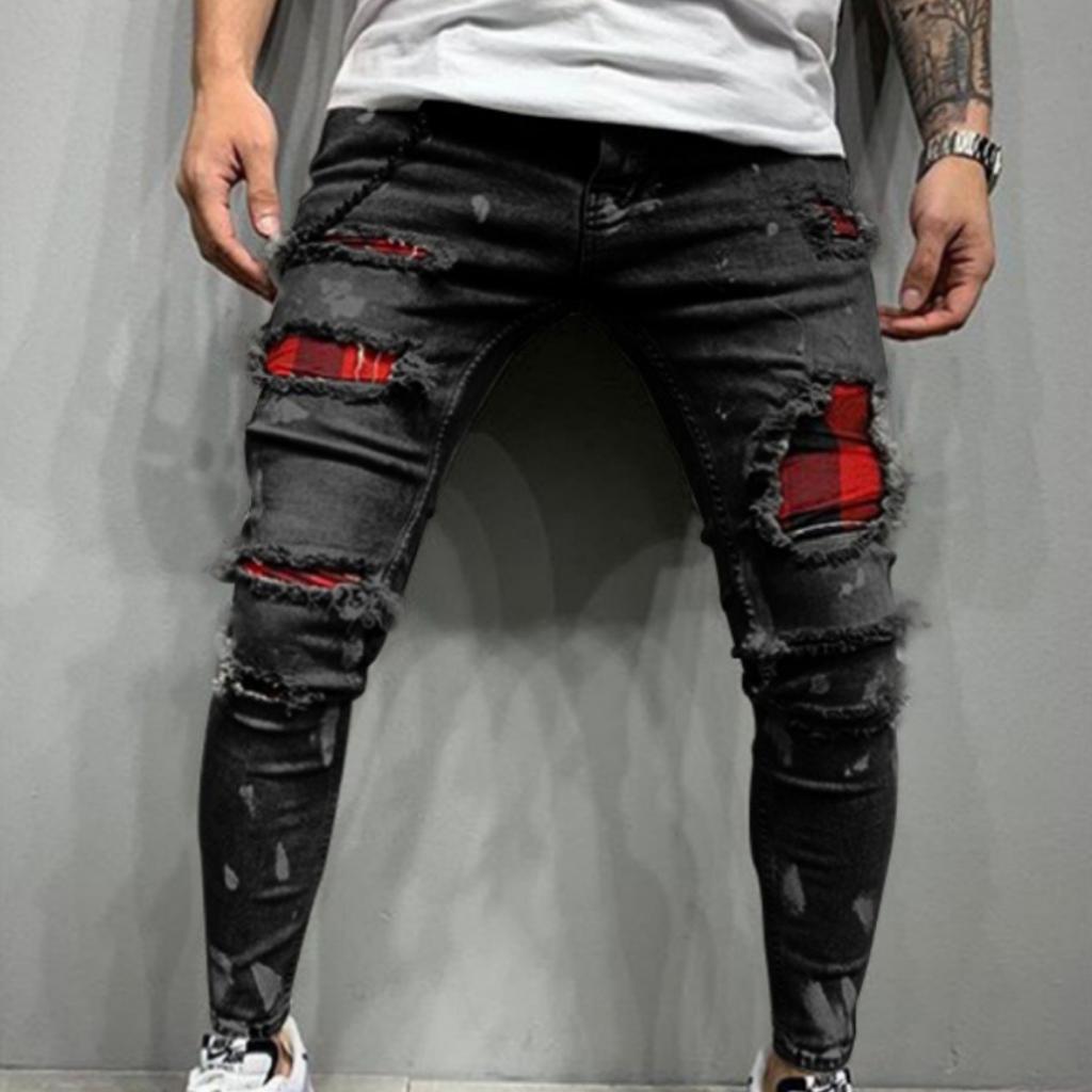 High-quality Men's Jeans Flinging Paint Broken Holes Fashion Popular Jeans Men's New Models