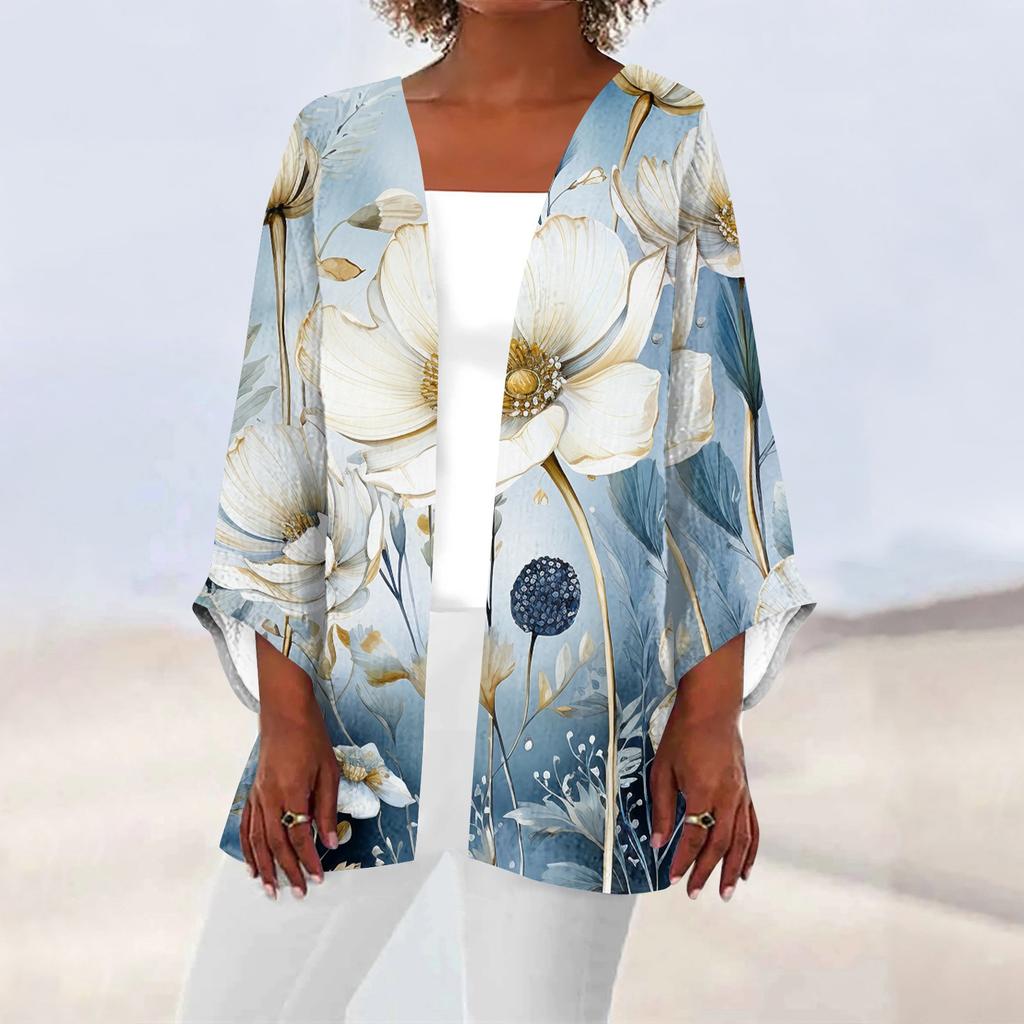 Женская повседневная модная легкая куртка средней длины с принтом, кардиган