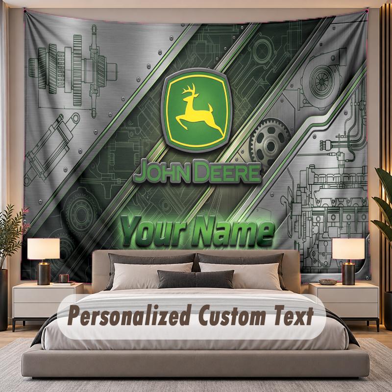 Custom Name Text Tapestry John Deere Personalized Polyester Wall Tapestry For Bedroom And Room