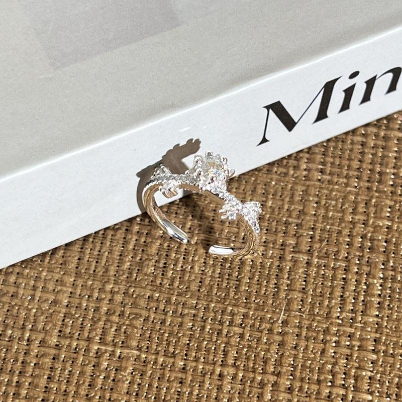 Bright Super Shining Gypsy Star Diamond Light Luxury Exquisite Personality Open Ring Female Cold Wind Trend Fashion Index Finger Ring