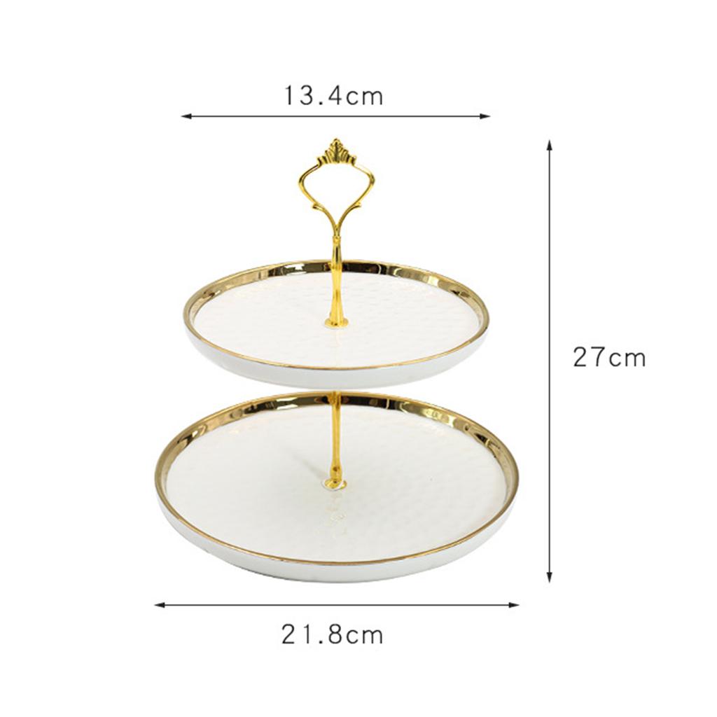 2 Tier Cupcake Stand Ceramic Elegant Dessert Plates Stand Serving Tray Containers for Cookies Birthday Home Dinner Wedding