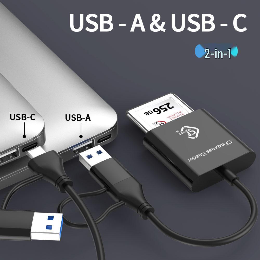 Высокоскоростной кардридер CFexpress Type-B и SD 2.0, USB 3.2, 10 Гбит/с