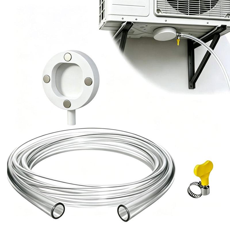 Transparent Drain Hose for Air Conditioners with Magnetic Mounting Fixture Stainless Steel Connector 4 6 12 Feet PVC