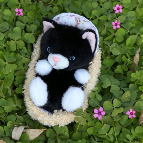 Милая реалистичная плюшевая игрушка котенок со спальным гнездом, мягкая набивная игрушка, пушистая кукла кошка, забавный настольный декор