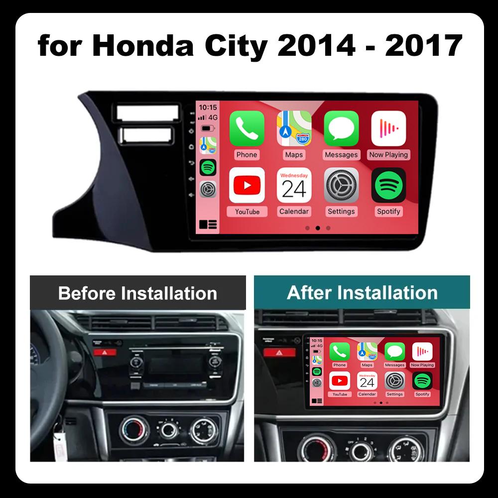 Для Honda City 2014 2015 2016 2017 2018 2019 Android 14 Qualcomm Car Radio GPS Navi QLED Screen Car Player WIFI BT 4G Головное устройство