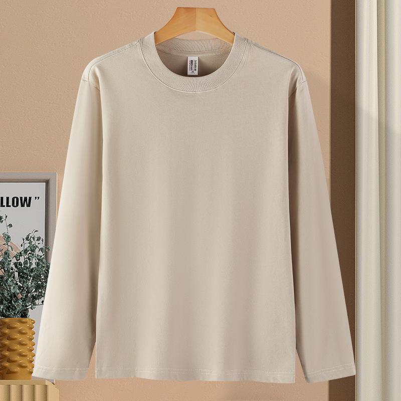 Zirunking Футболки унисекс, топы, футболки, однотонные топы, 100% хлопок, длинный рукав, уличная одежда, мягкие повседневные футболки, футболки с круглым вырезом SHUMIAN