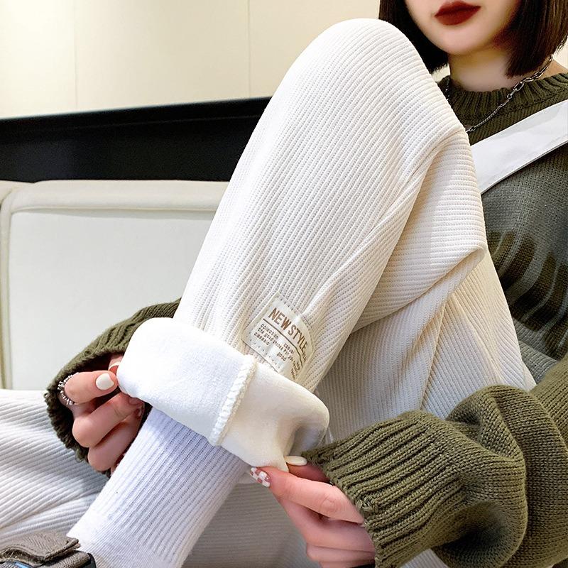 Tights Sweatpants Women's Winter New Velvet Loose Straight Casual Sweatpants Small Corduroy Pants