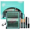 DIY Eyelash Extension Kit - 4 Piece Set W02 Segmented False Lashes Kit - Self-Grafting Eyelash Set Box - Customizable Makeup
