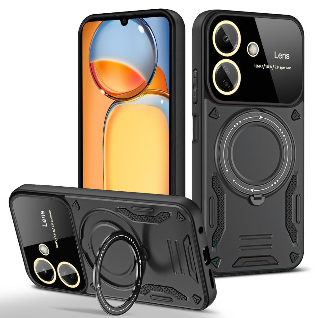 For Xiaomi Redmi 13C Case Armor Shockproof Ring Stand Cover For Poco C65 C 65 PocoC65 Magsafe Magnetic Wireless Charge Cases