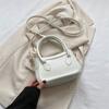 Trendy Minimalist Shoulder Bag 2023 Pure Color Texture Fashionable Fresh Street Style Pu Small Crossbody Bag