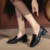 Retro Loafers Soft Leather Heels Two-way Shoes College Style Small Leather Shoes Slip-on Shoes for Women Thick Heels High Heels