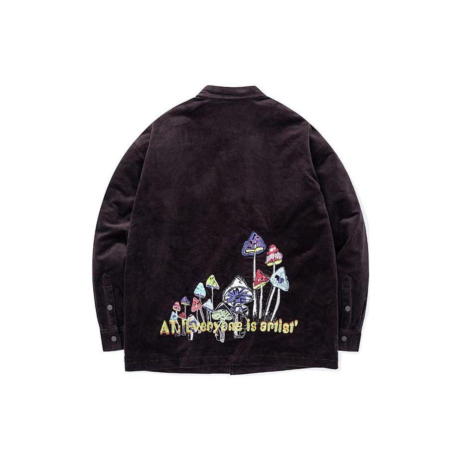 Anta Куртка с длинным рукавом и воротником на пуговицах с буквенным принтом Верхняя одежда унисекс Коричневый какао 172248604-3