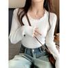 Fungus Edge Bottoming Shirt Women's New Early Autumn Inner Knitted Top Autumn and Winter Crew Neck Sweater