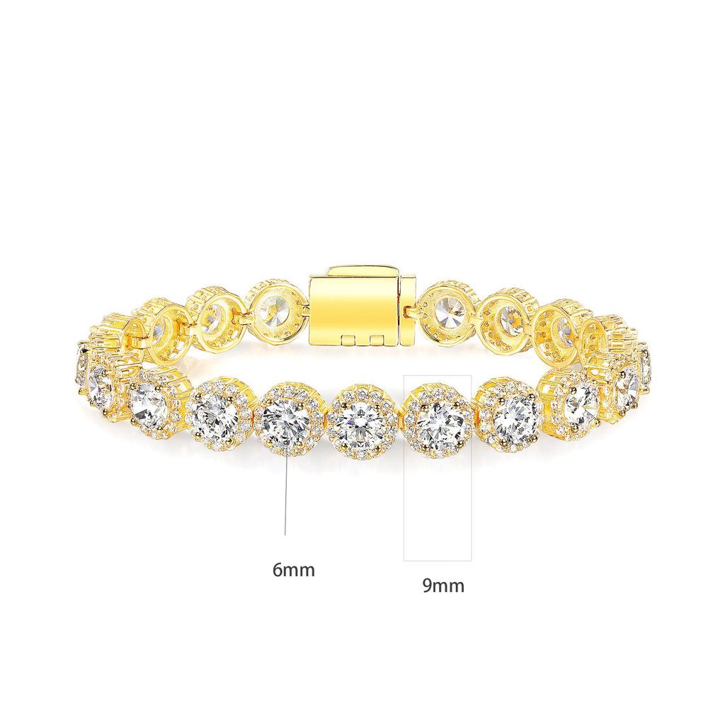 9-миллиметровый кубинский браслет-цепочка, европейский и американский хип-хоп, инкрустированный бриллиантами, теннисные украшения, легкая роскошь, модный, тяжелая промышленность, популярный