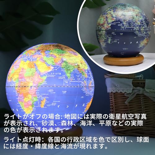 FUN GLOBE Детский AR Говорящий Глобус, Стильный, Диаметр 25 см, Японский Язык, 3D Обучение, Светодиодная Подсветка, Вращается на 720°, 3-сторонний Дизайн, Образовательная Игрушка, Будь