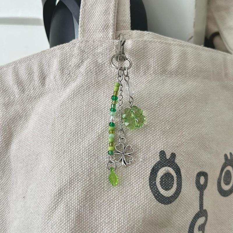 Ручная работа, цепочка для телефона из бисера, счастливый четырехлистный клевер, цепочка для телефона, цветной брелок, подвеска CCD, украшение для мобильного телефона