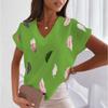 Feather 3D Printed T-shirts V-neck Short Sleeved Women's T-shirts