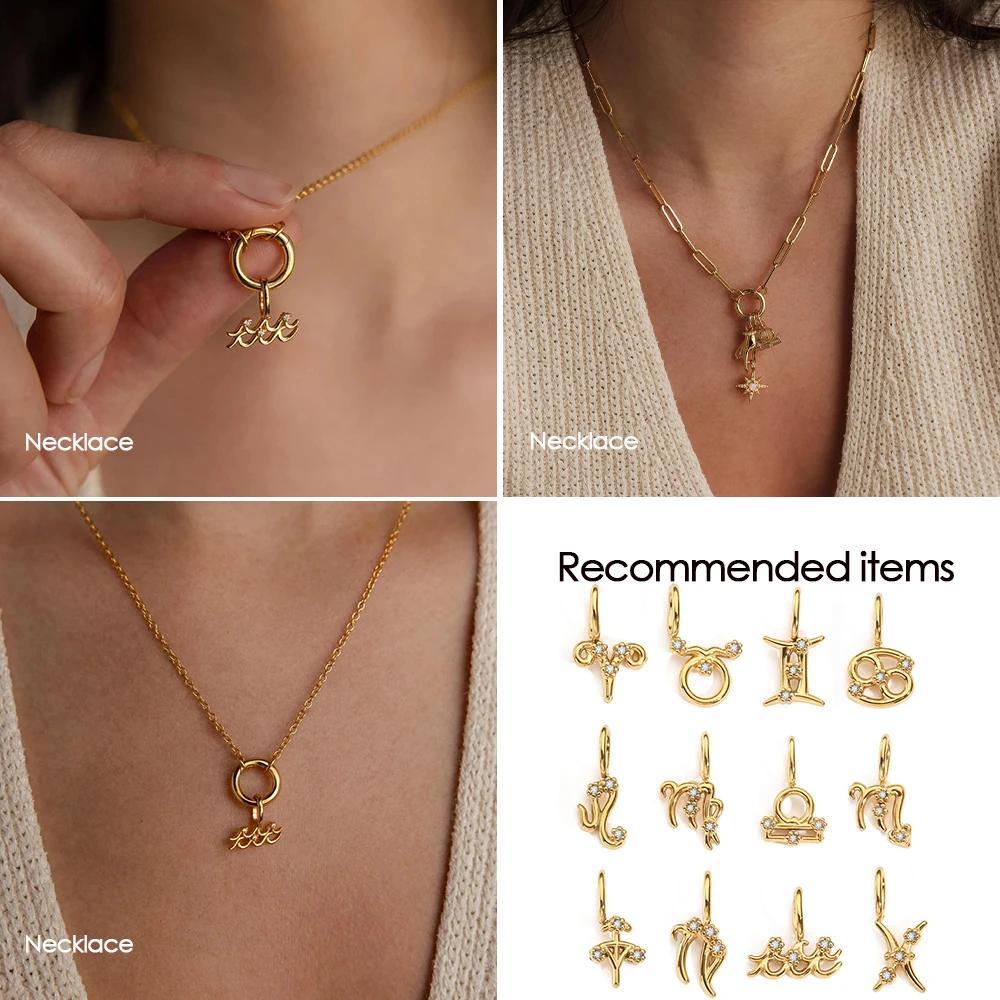 eManco Stainless Steel Star Zodiac Sign 12 Constellation Pendant Accessories for Necklace Women Man Jewelry Gifts