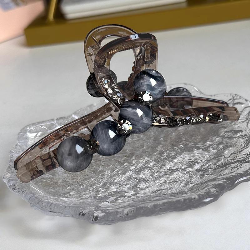 Трендовая заколка-краб среднего размера со стразами 2025 для женщин - Стиль легкой роскоши, Идеально подходит для волос небольшого объема