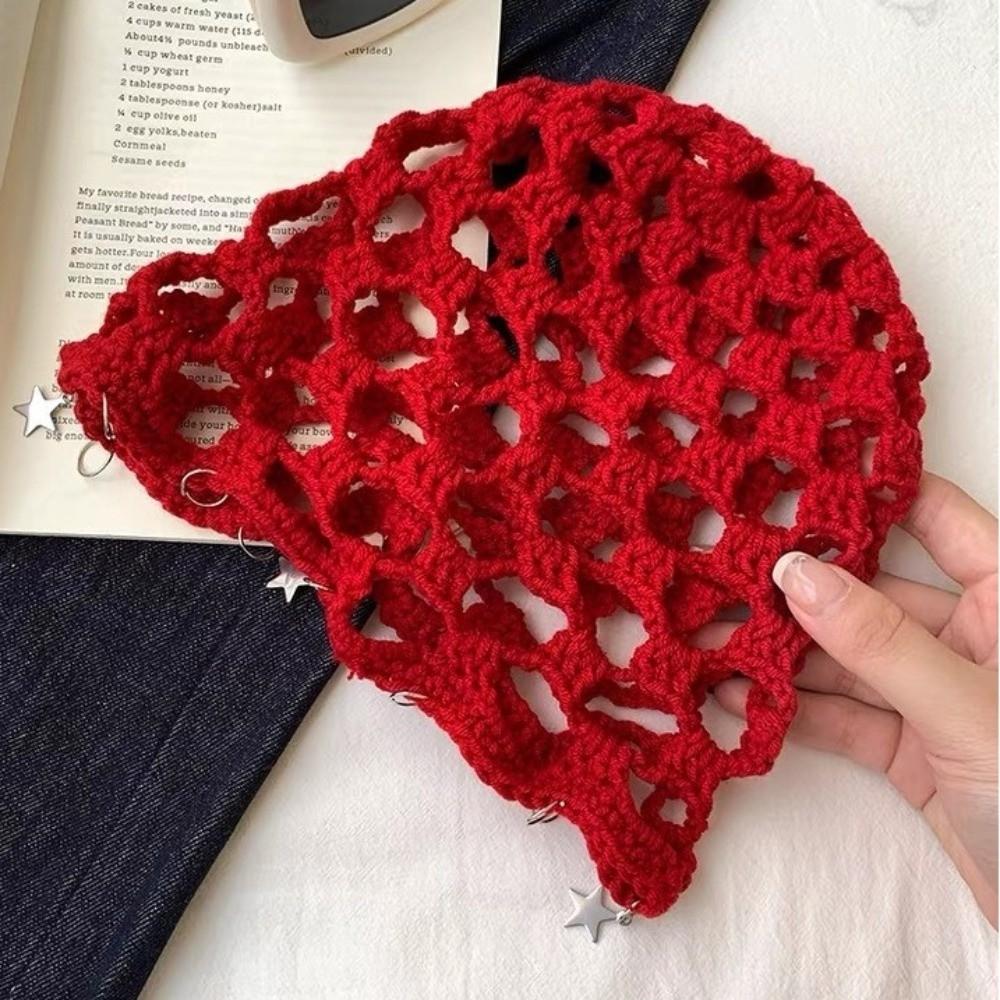 Hollow Out Crochet Hollow Knitted Hat Star Tassels Weave Cap Fashion Knit Beanies Outdoor