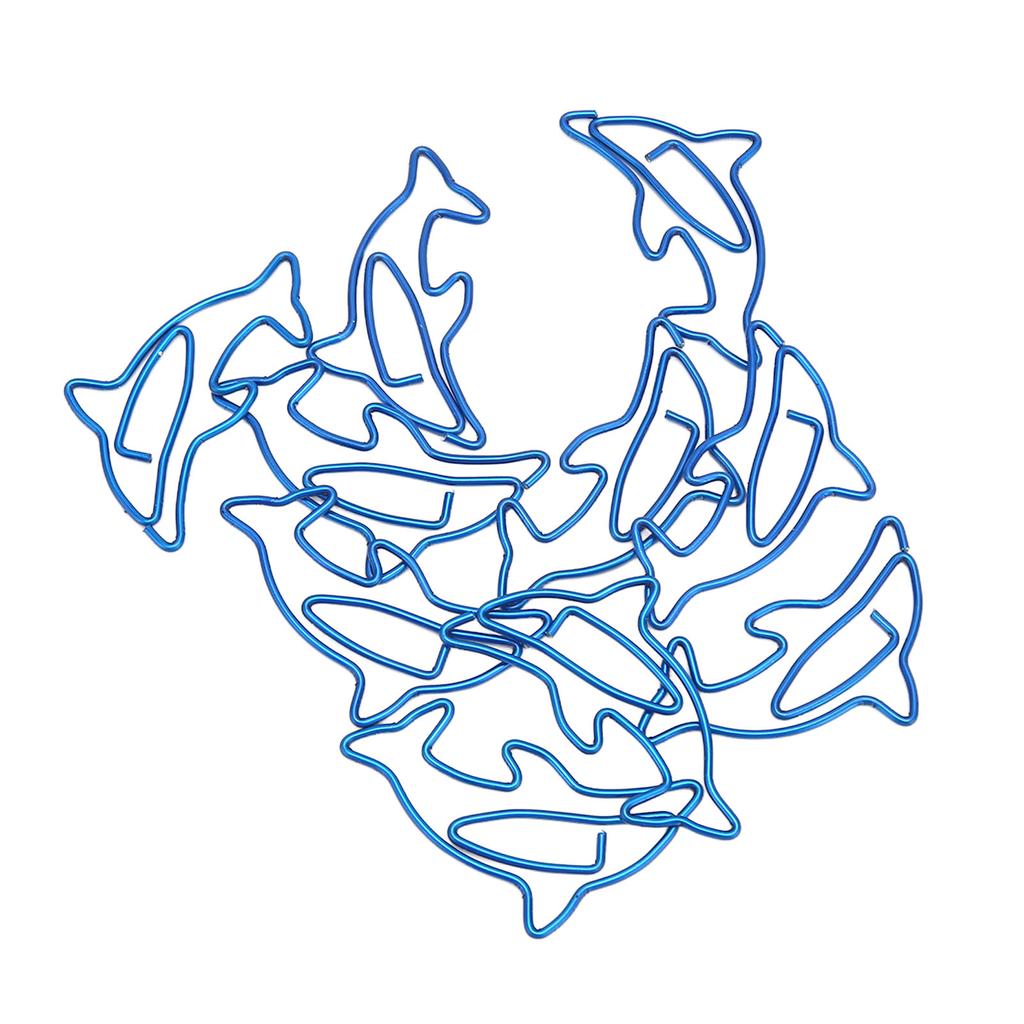 100Pcs Paper Clips Unique Dolphin Shape Lightweight Portable Electroplating Process Metal Paperclip