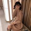 Autumn and Winter Women's Knitted Dress Waisted New Year's War Dress Round Neck Bottoming Twist Sweater Skirt