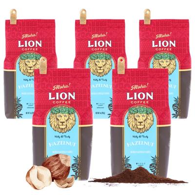 Кофе Lion Лесной орех 7 унций 198 г x 5 Ароматизированный кофе Дрип Гавайи Средний помол Легкая обжарка Новая упаковка Популярный подарок кофе Lion (порошок)