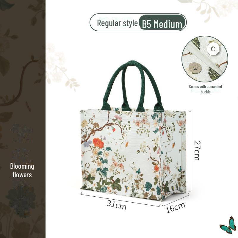 Large 3D Floral Canvas Tote with Custom Ribbon - Ideal for Corporate Promotions