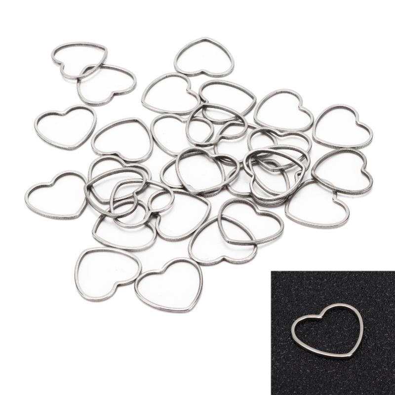 30pcs Earring Pendants DIY HeartShaped Stainless Steel Hollow Frame Pendants For Earring Necklace Bracelet Craft