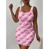 Womens Sleeveless Bodycon Midi Dress With 3D Print Breathable Lightweight Casual Office Wear