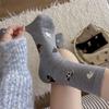 Puppy Cute Kids Grey Cartoon Animal Mid Socks Thickened Wool Socks Warm Pile Socks